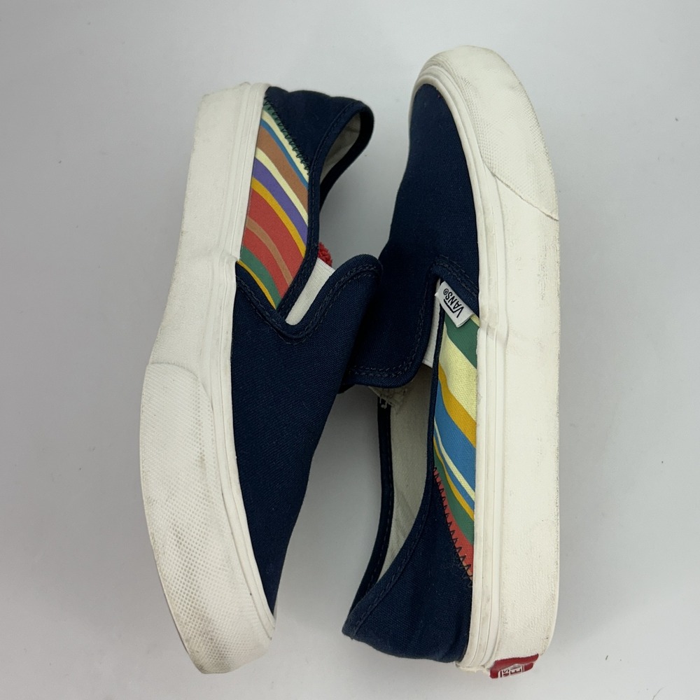Vans Shoes Womens Size 7 Classic Slip-On Rainbow Stripe Canvas Skate 500714 - Picture 6 of 10